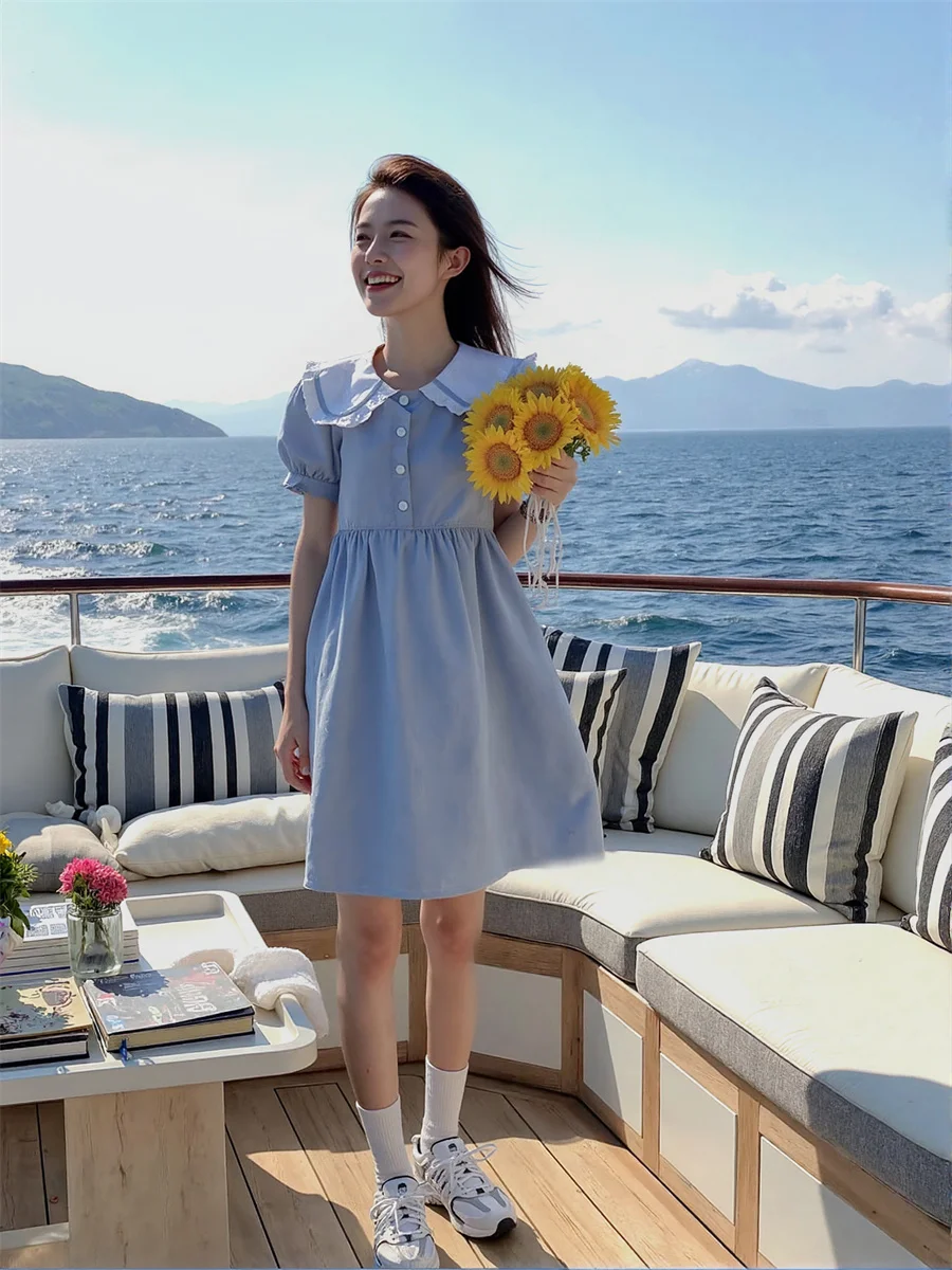 Women'S Summer Woman Dresses Peter Pan Collar Loose Turtleneck High-Neck Stand Neck Mockneck Half-Turtleneck Cowl-Neck Lapel