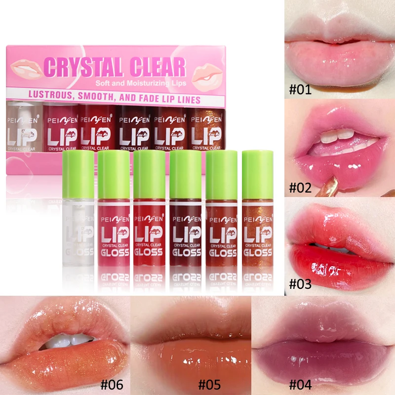 6pcs Moisturizing Lip Gloss Transparent Lip Oil Hydrating Lip Glaze Lip Plumper Hydrating Make Up Liquid Lipstick Lips Cosmetics