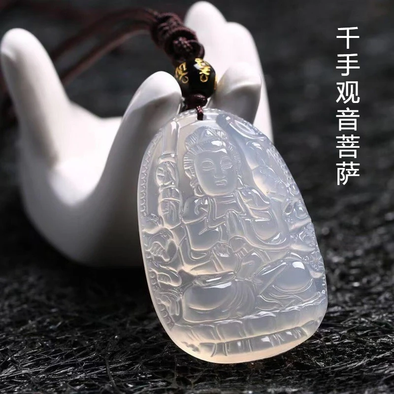 

Natural Ice Chalcedony Natal Buddha Pendant Men's and Women's Jewelry