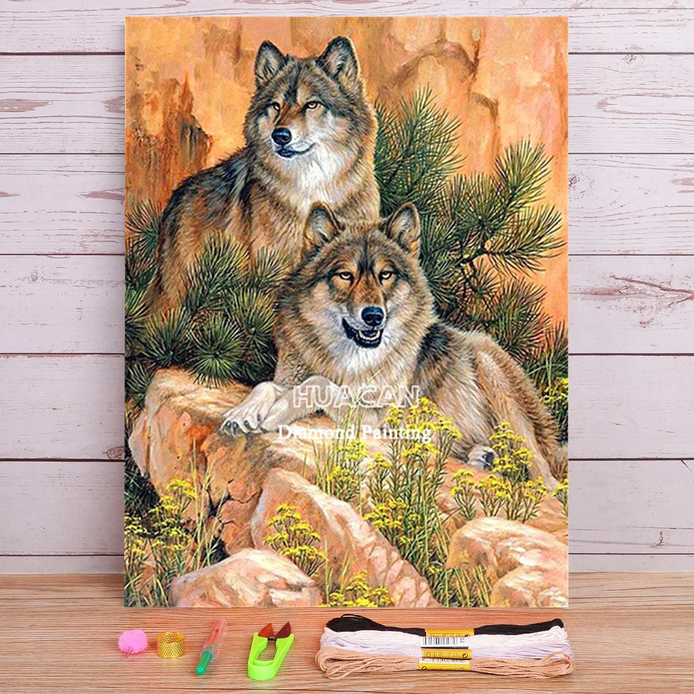 Wolf Animal Printed Canvas 11CT Cross Stitch Complete Kit Embroidery DMC Threads Needlework Hobby Craft Painting Magic Floss