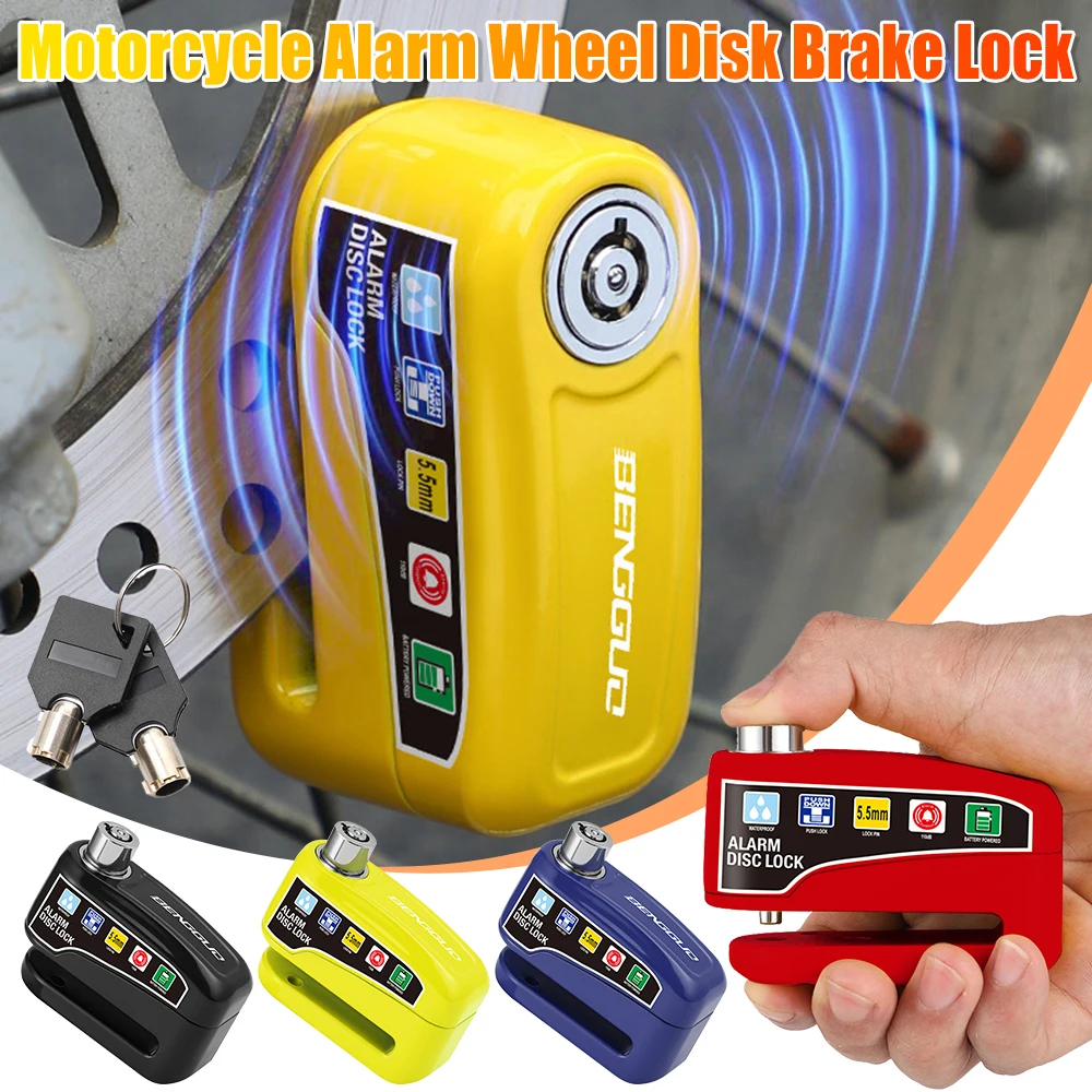 110dB Loud Anti-Theft Motorcycle Alarm Disc Brake Lock Waterproof Aluminum Padlock with Keys for Moto Scooter Bicycle Security ﻿ view 2