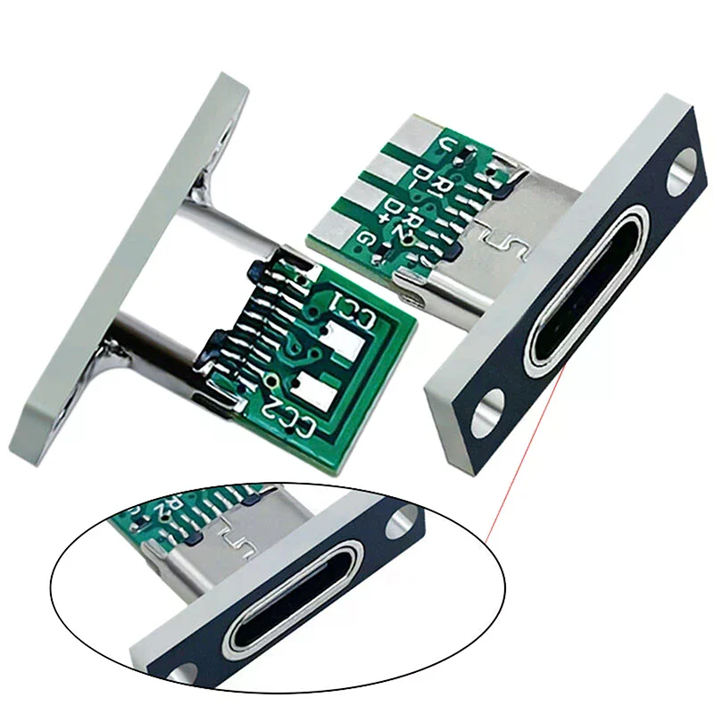 5개 USB 3.1 타입 C 소켓 나사 고정 플레이트 포함 타입-C USB 잭 3.1 타입-C 2핀 4핀 여성 커넥터 잭 충전 포트