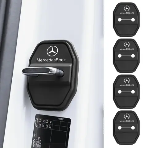 실리콘 자동차 문짝 잠금 커버 스티커, 메르세데스 벤츠 AMG E S C A B 클래스 GLE GLS CLS GLC CLA GLA GLK GLB W205 W206 W221, 2 개, 4 개