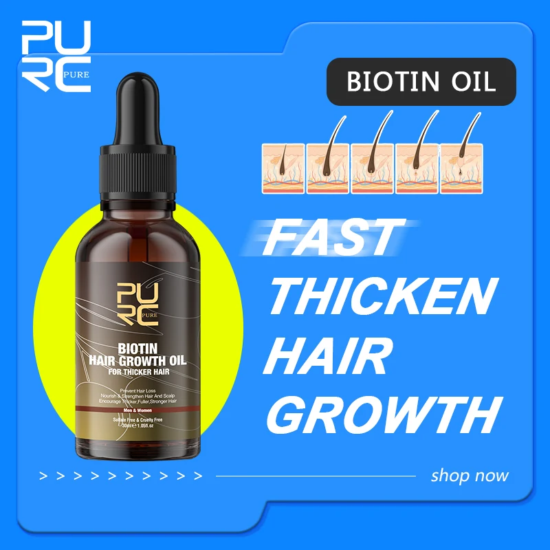 

PURC Biotin Hair Growth Products for Men Women Anti Hair Loss Scalp Treatment Fast Grow Regrowth Thickener Serum Hair Care