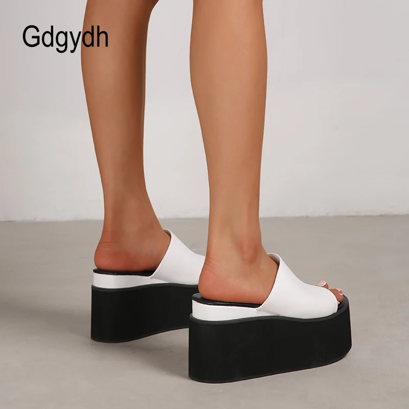 Gdgydh Platform Sandals Slingback Slip On Dressy Summer Women Outdoor Slides Suede Leopard Clip Toe Wedge Heel Beach Slippers