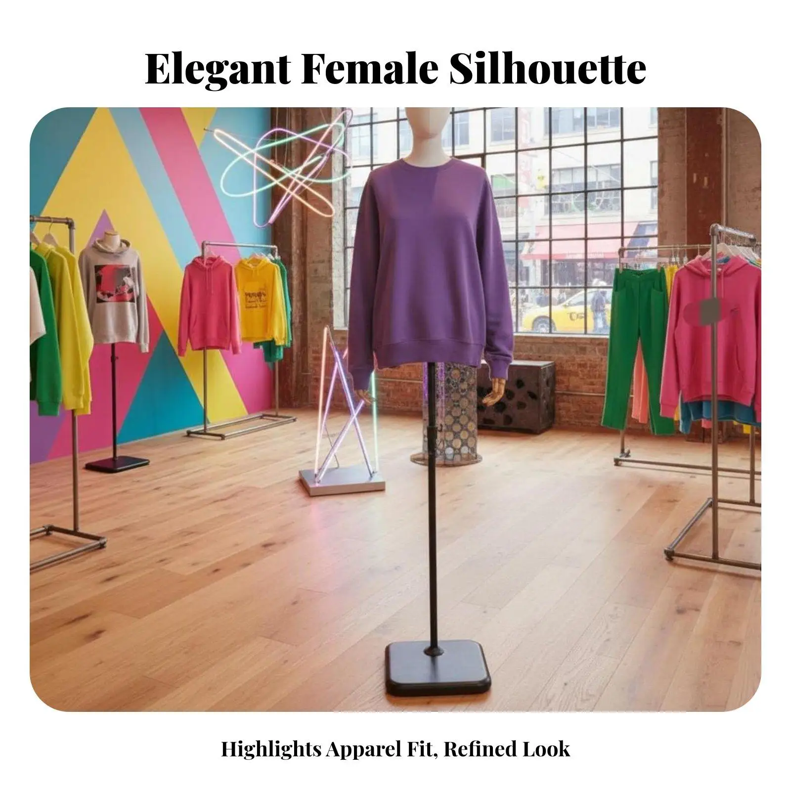 Stable Metal Base Display Mannequin for Women Dresses with Twill Fabric Cover and Adjustable Stand for Retail