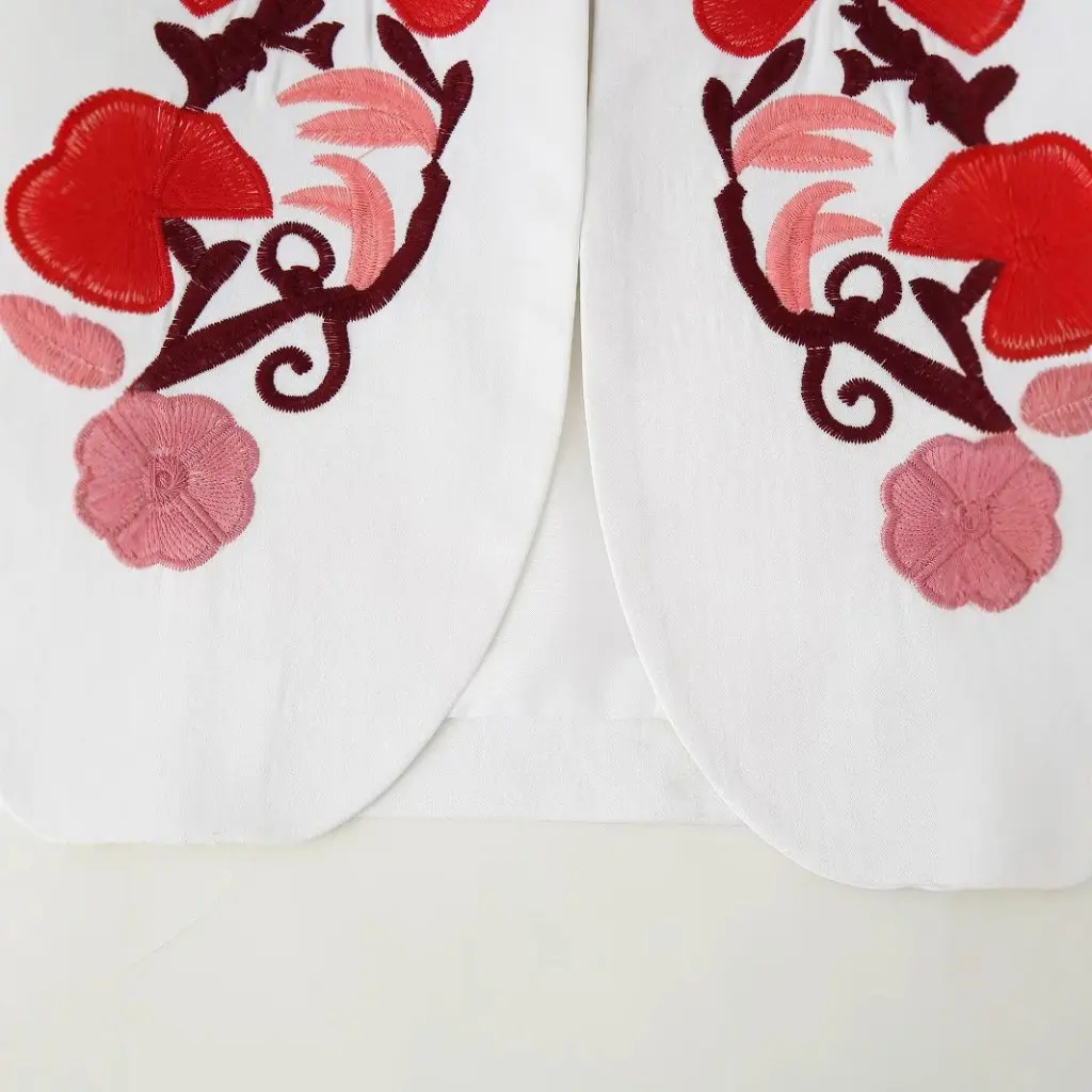 

Весенний французский модный элегантный вышитый воротник-стойка, приталенный пиджак для женщин в европейском и американском стиле