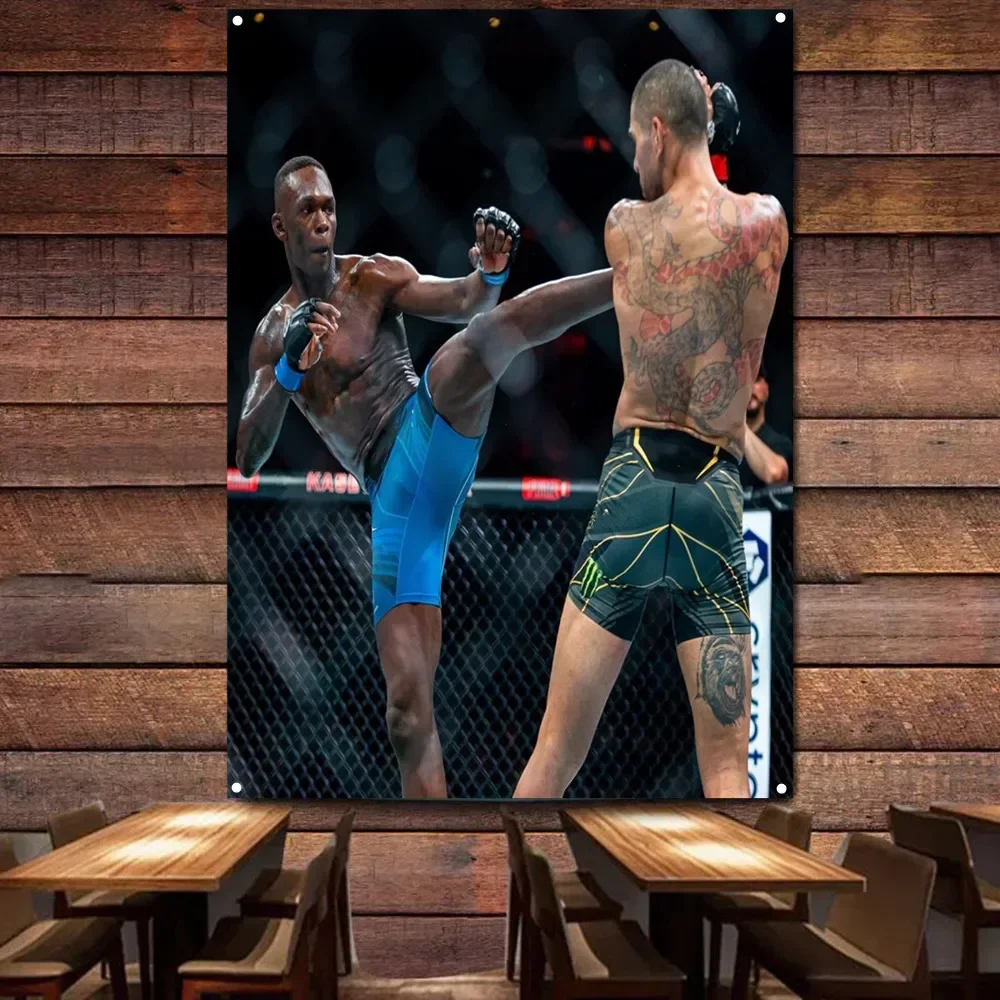 الملاكمة التايلاندية مقابل الملاكمة جدار الفن اللوحة الجدار شنقا العلم والراية، الرياضة القتالية رياضة القتال قاعة الديكور ملصق نسيج 3