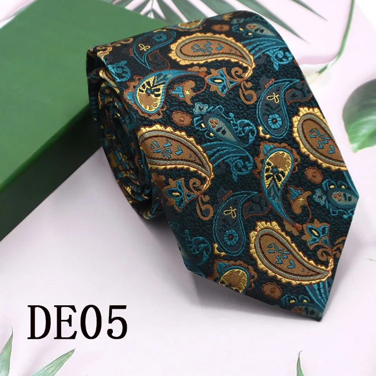 Mens Ties Jacquard Luxury Plaid Classic Neck Tie Wedding Gift Formal Tie for Men Flower Stripe 7cm Business Dress Skinny Necktie