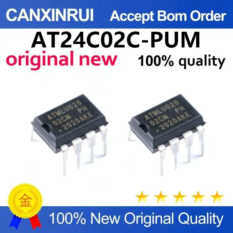 (5pcs-100pcs)New AT24C02C-PUM DIP-8 I2C compatible (2-wire) serial interface EEPROM chip