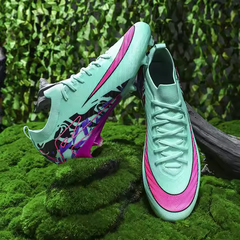 Football Shoes Men Sports Cleats Society Long Spikes Non Slip Soccer Shoes Field TF/FG Original Sneaker Resistant Football Boots