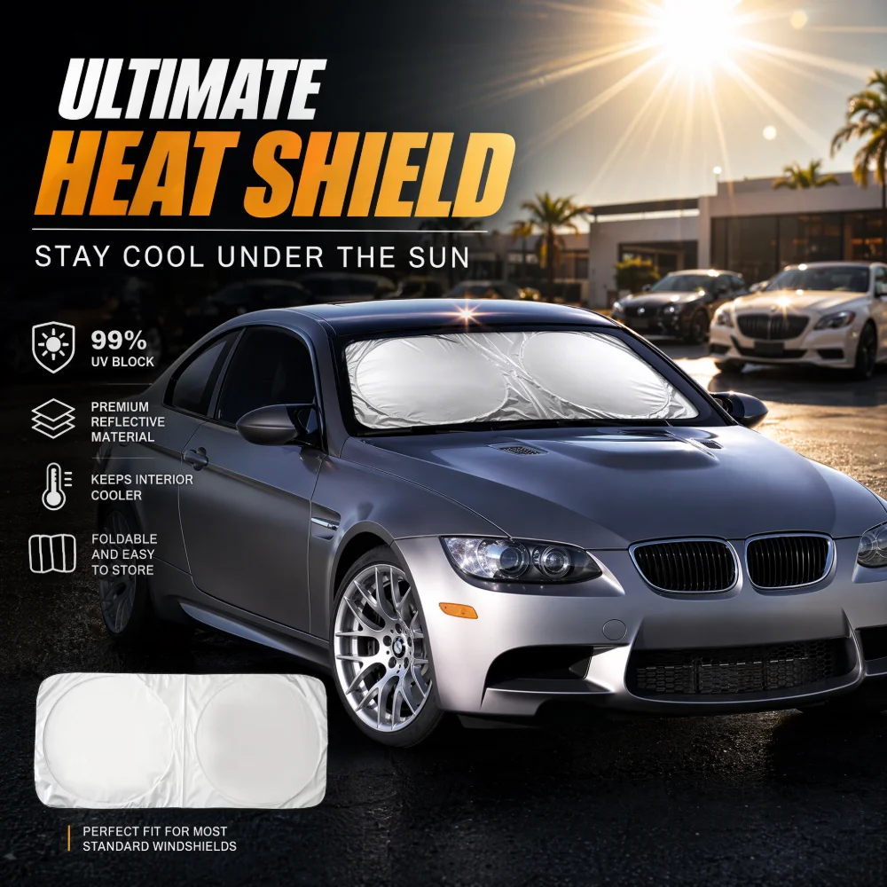 Car Front Window Sun Visor, Anti UV Folding Sunscreen Parasol, Interior Windshield Cover, Heat Insulation Auto Accessories
