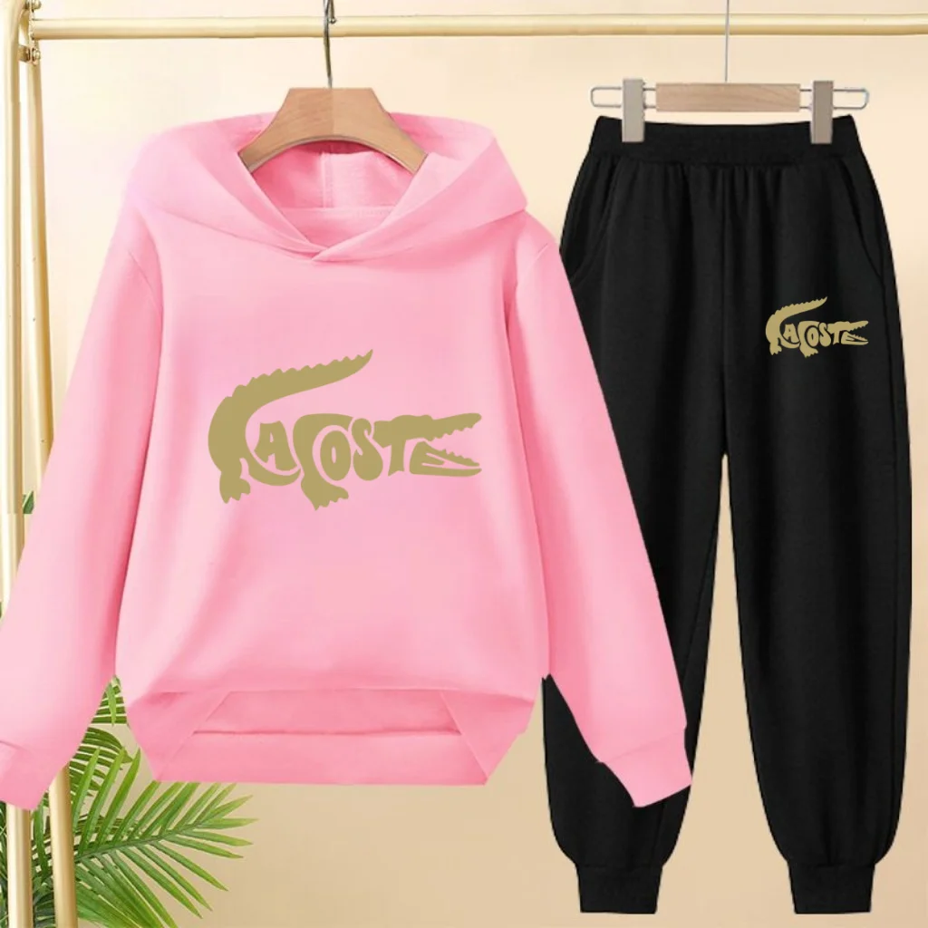 

Animal Letter Hoodie+Pants 3-12 Age Fashion Pullover Hooded Autumn Winter Sportswear Two piece Set Boy/Girl Children Outerwear