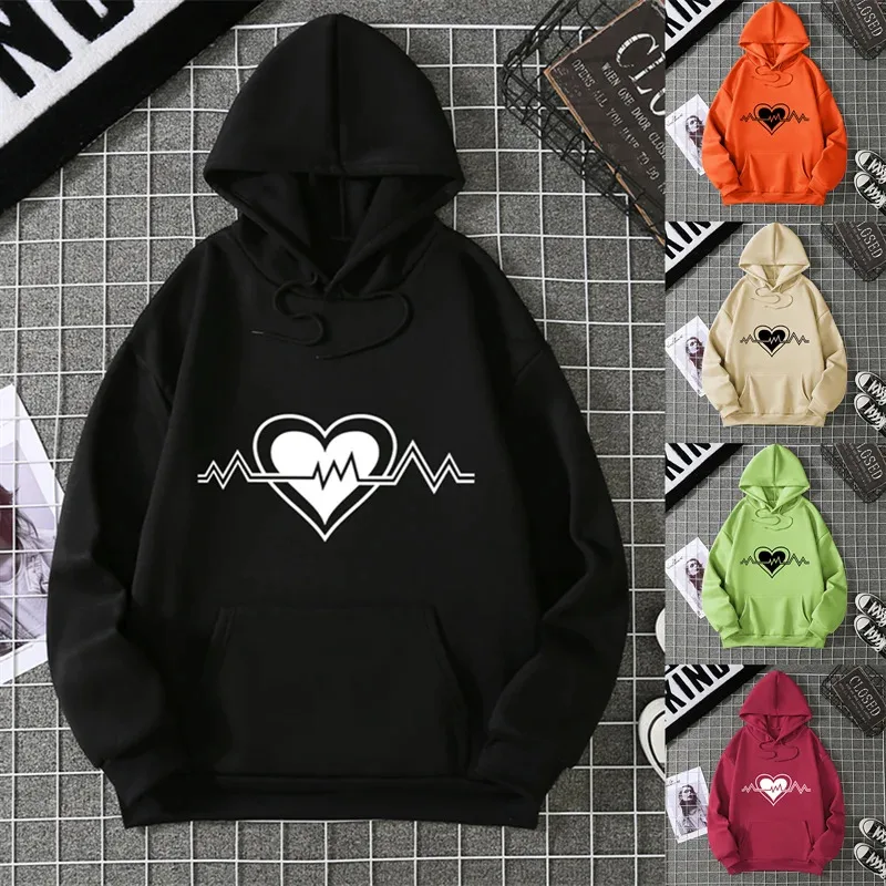 

Модная женская толстовка с принтом в виде сердца, спортивная одежда, мягкая и повседневная, свободного кроя, в стиле ретро, осень/зима, женская, в корейском стиле