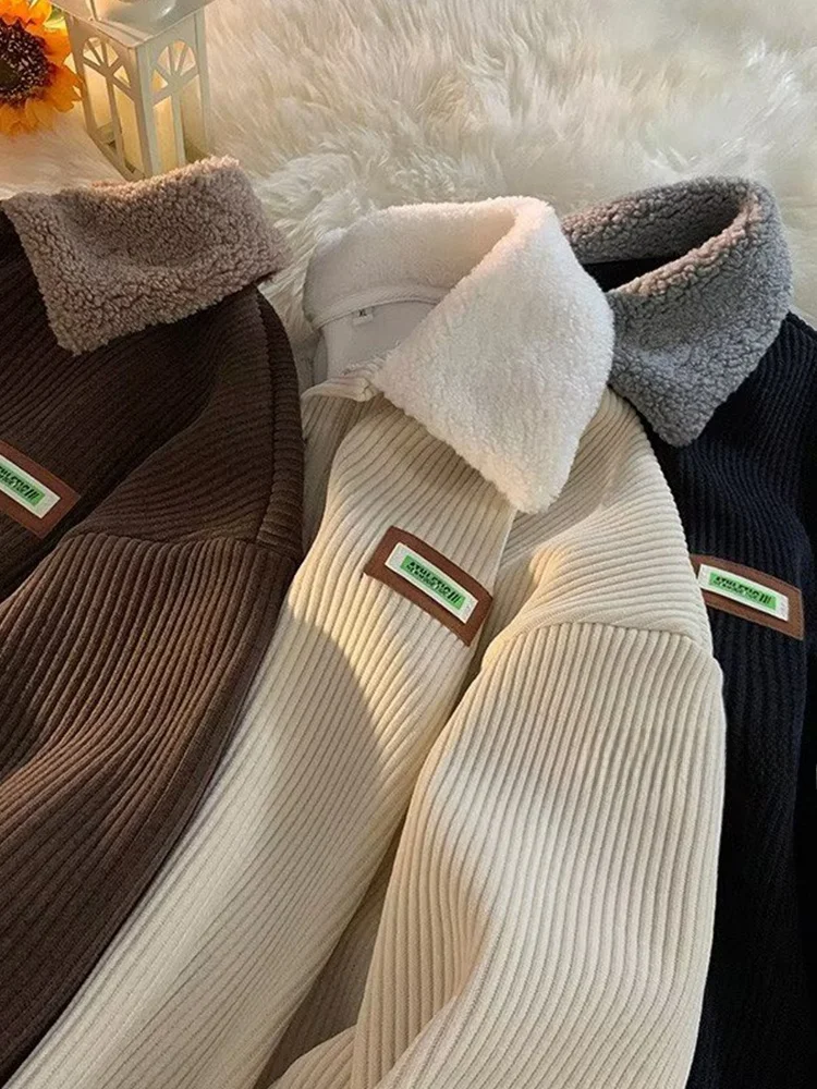 سترة رجالية بياقة من قماش الكوردروي، سميكة ودافئة للخريف والشتاء، فضفاضة بأسلوب ياباني عتيق متعدد الاستخدامات #3