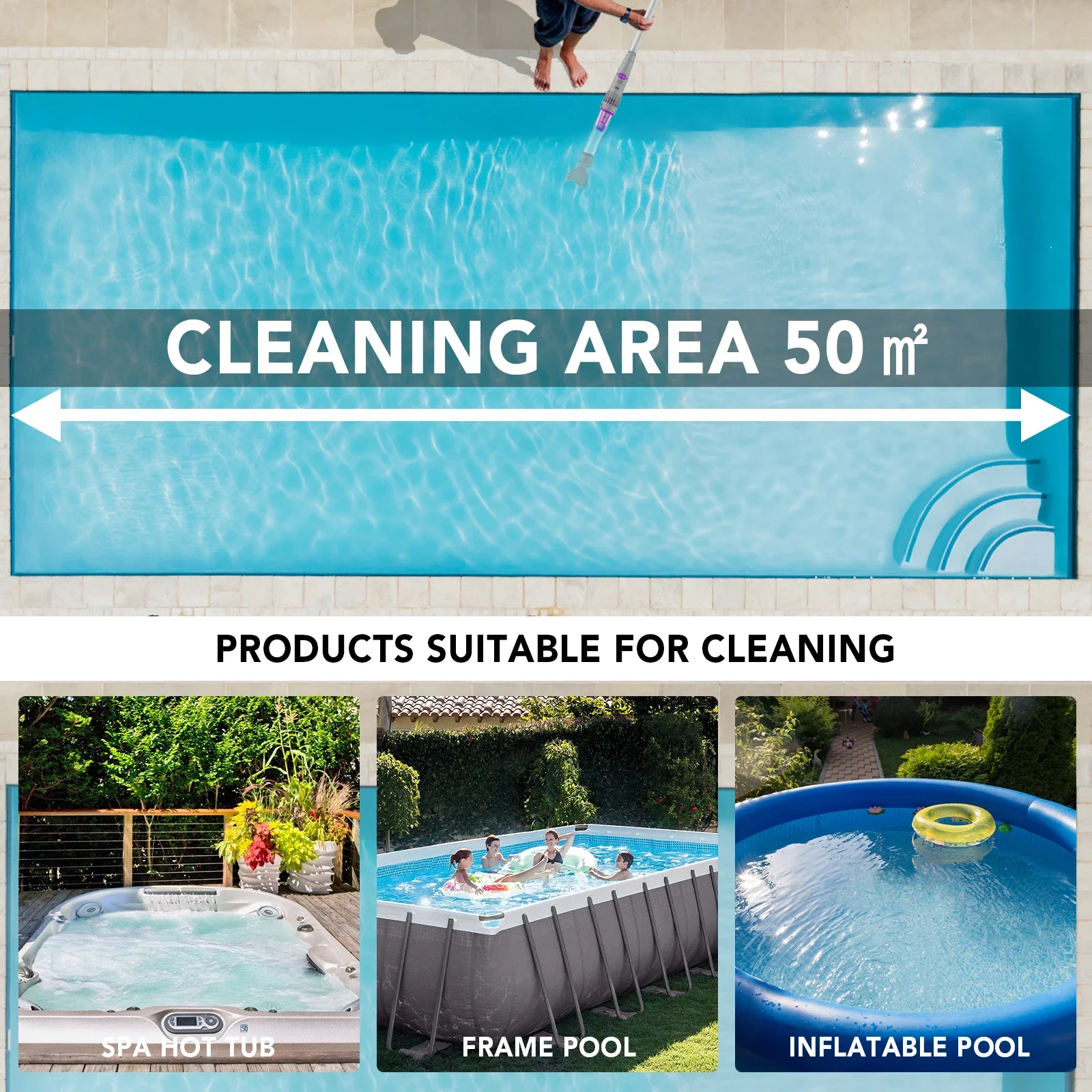 BN10 PRO Pool Vacuum Cleaner Battery Handheld Cordless Brush Head Robotic Pool Blaster Vacuum Cleaner Swimming Pool Cleaning