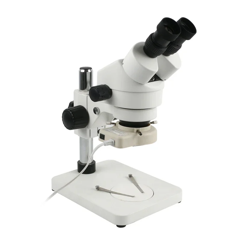 Magnification Continuous Zoom 3.5X-90X Binocular Industrial Stereo Microscope + 0.5X 2X Auxiliary Objective Lens + 56 led