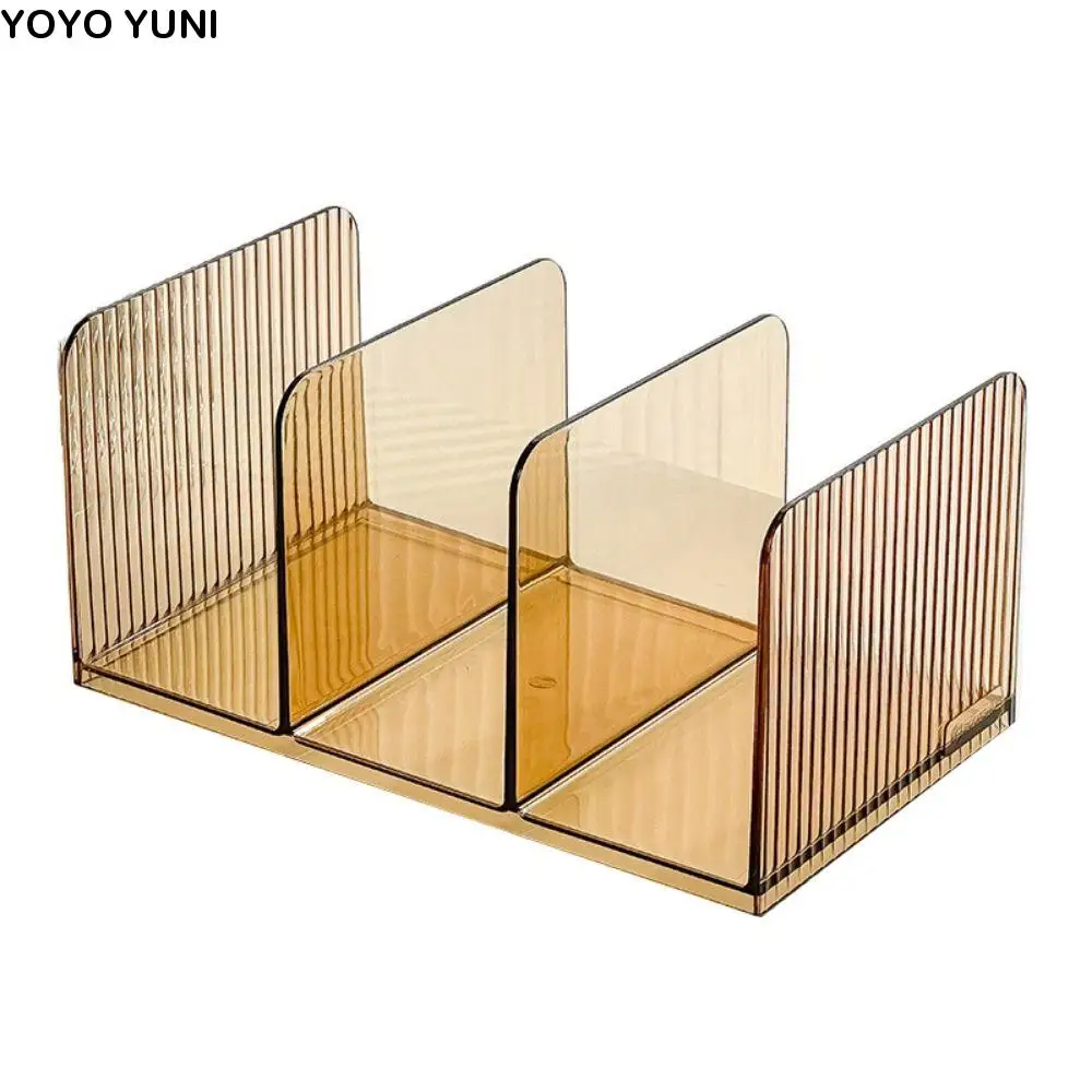

Practical Three-Compartment Transparent Bookends Reusable Stackable Desktop Bookshelf Waterproof Thicken Book Storage Rack Home