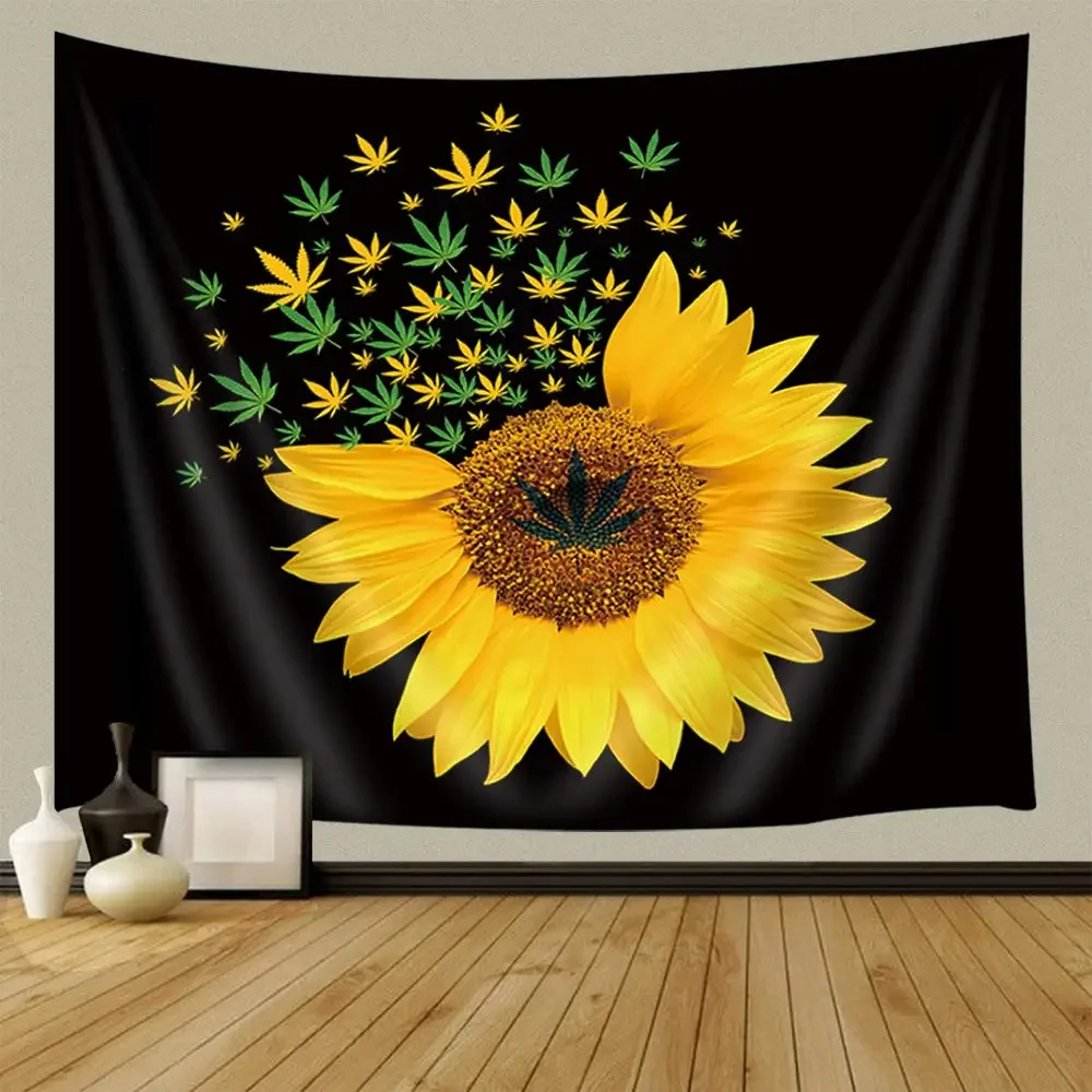 Sunflower tapestry sunset sunflower fields flowers plants bedroom living room decoration hanging curtains yellow