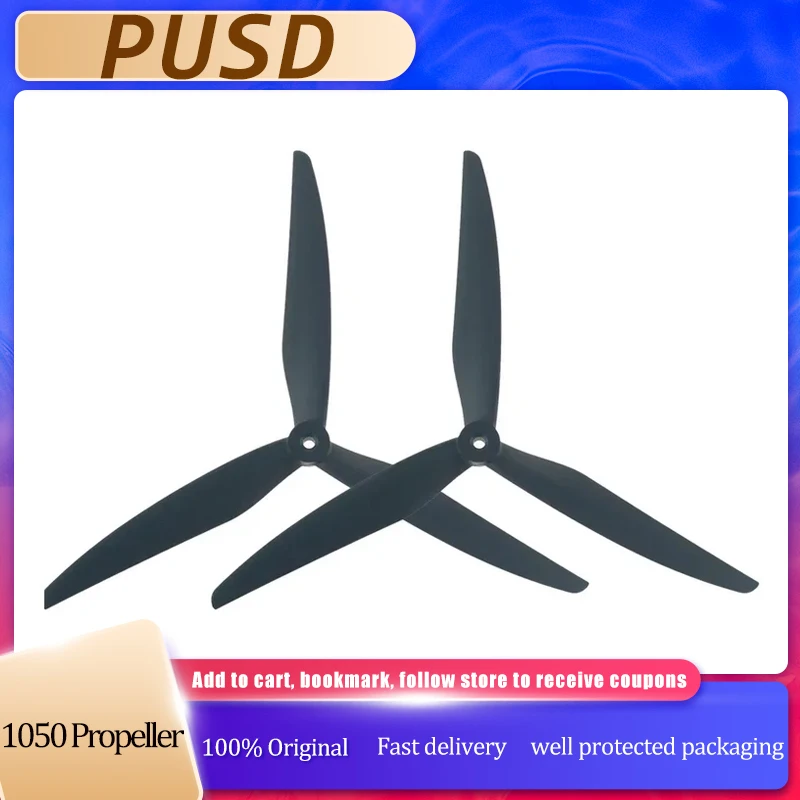 

2Pairs(2CW+2CCW) Gemfan 1050 10x5x3 3-Blade Durable Glass Nylon Propeller For 10" Multirotor FPV Cinelifter MarcoQuad Drones