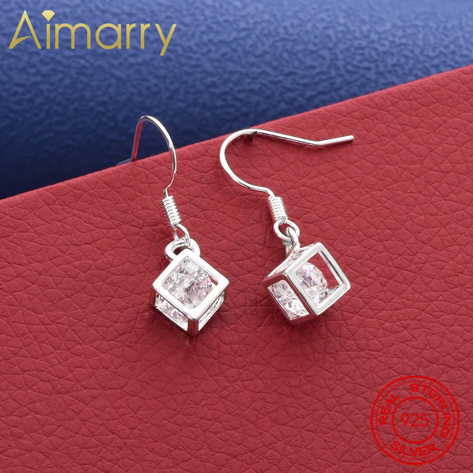 

Hot Pretty 925 Sterling Silver Noble Zircon Lattice Earrings Sweet Romantic Wedding Party Jewelry Holiday Gifts