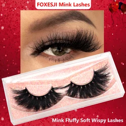 FOXESJI Makeup Eyelashes 3D Mink Lashes Fluffy Soft Wispy Natural Cross Lash Extension Reusable Fake Lashes Mink False Eyelashes