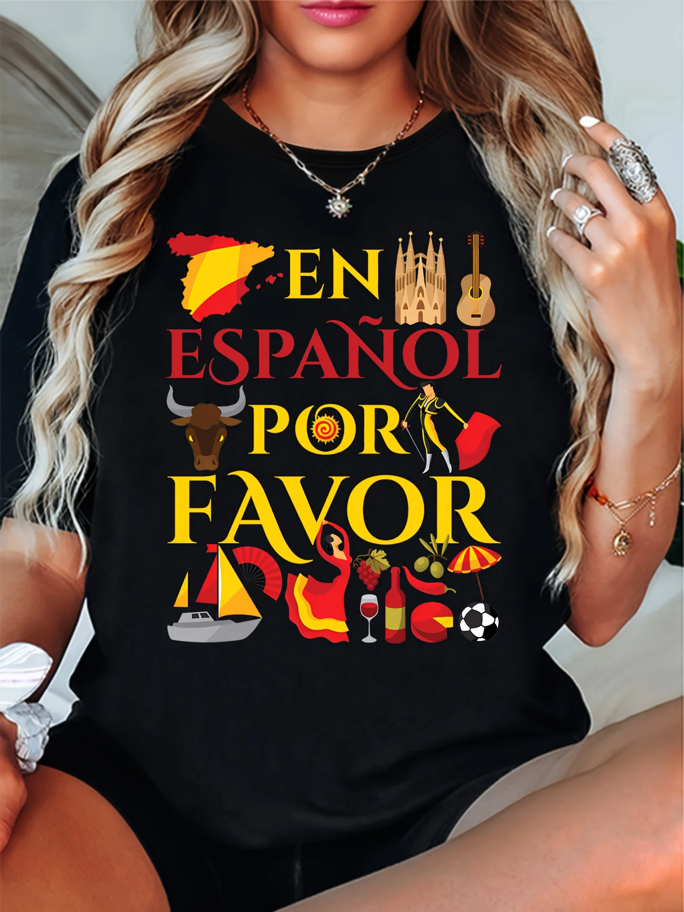 

Spanish Travel Graphic Printing Summer Autumn Winter Cotton Men and Women T-shirt Short Sleeve Luxury Outdoor Sports Brand
