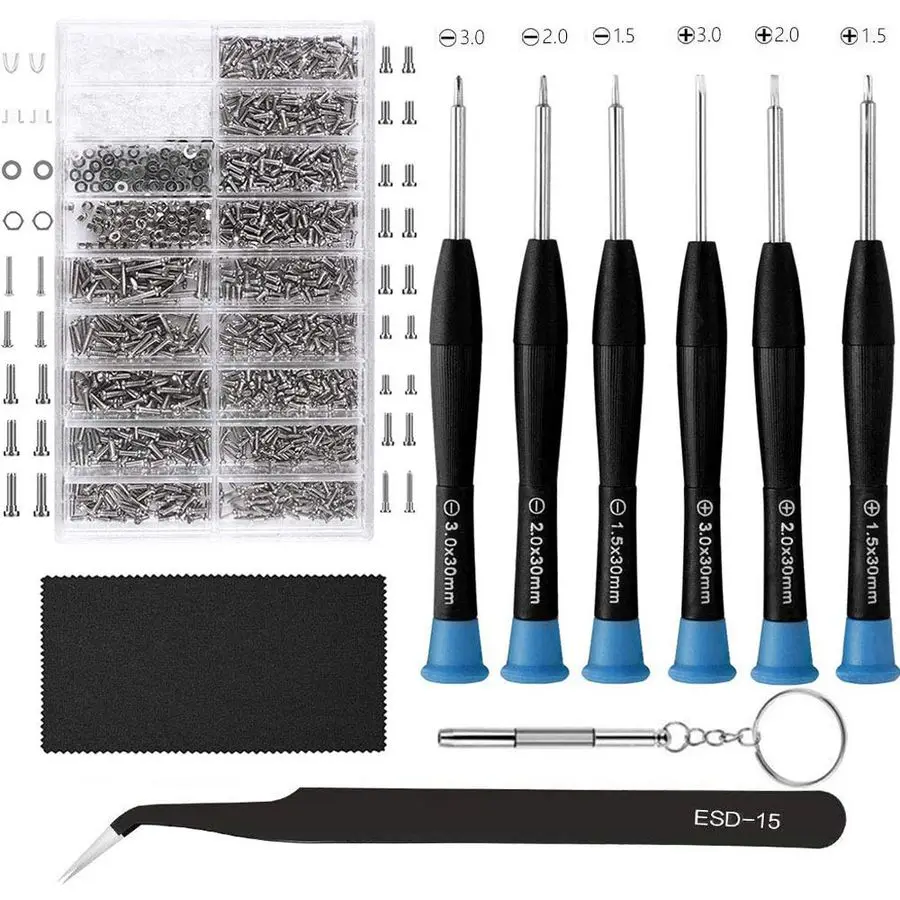 

Repair Kit, HKIDEE Sunglasses Repair Kit with 1000PCS Eyeglass Screws and 6 Pcs Screwdrivers Tweezer for Glasses, Sunglass, Watc
