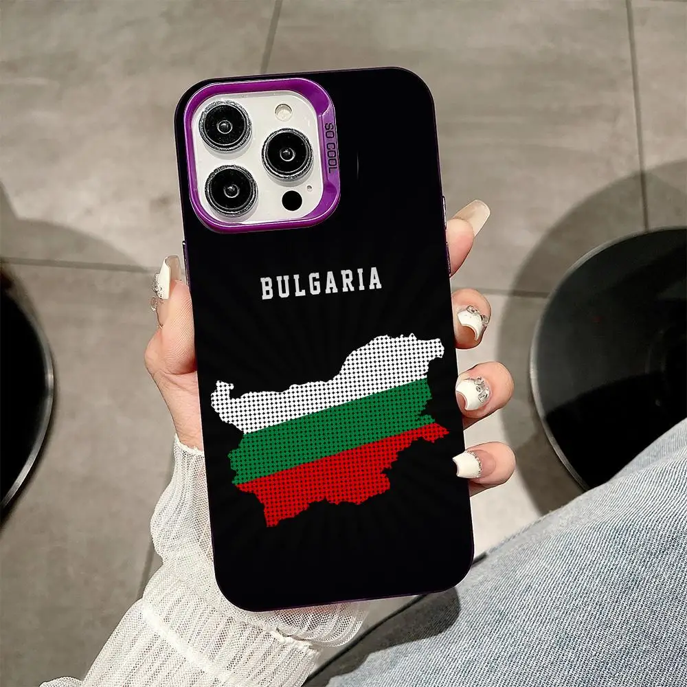 Custodia per cellulare bandiera Bulgaria per iPhone 17 16 15 14 13 12 11 X XR XS 8 7 Pro Max Plus Cover viola traslucida Cover di lusso
