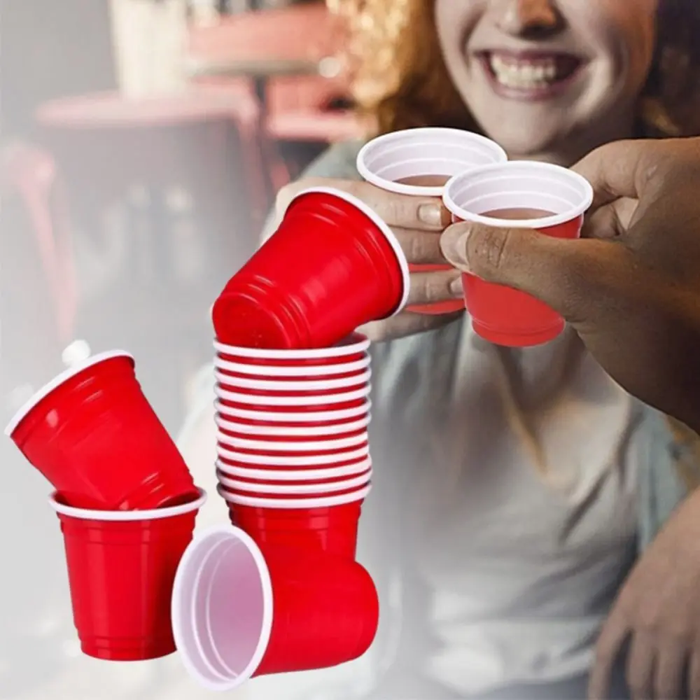 50PCS High Quality Red Disposable Cup Plastic 59ml/2oz Trial Cups Mini Wine Cup Home Dinning Bar