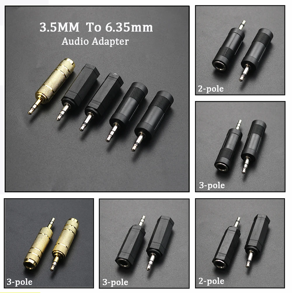 

Cltgxdd 1piece 3.5mm male to 6.35mm female connector headphone amplifier mono dual channel audio microphone adapter microphone