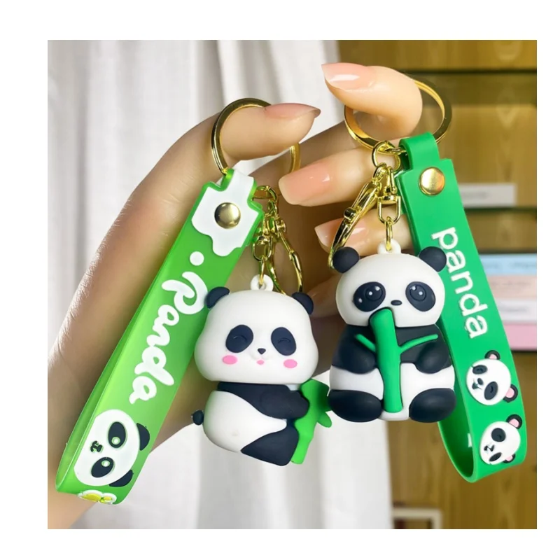 3D Karet PVC Kartun Panada Gantungan Kunci Ransel Aksesoris Liontin Gantungan Kunci Pabrik Disesuaikan Kartun Karet Lembut Gantungan Kunci