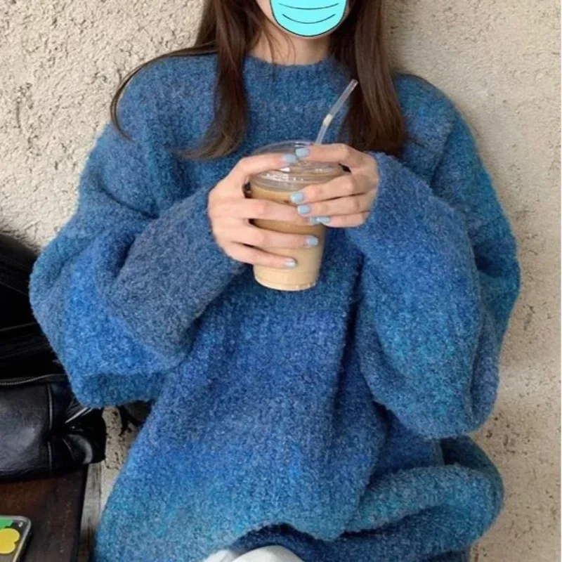 

Streetwear Gradient Sweater Women Harajuku Oversized Knitted Pullovers Vintage Korean Casual Winter Warm Tops Y2k Clothing 겨울옷
