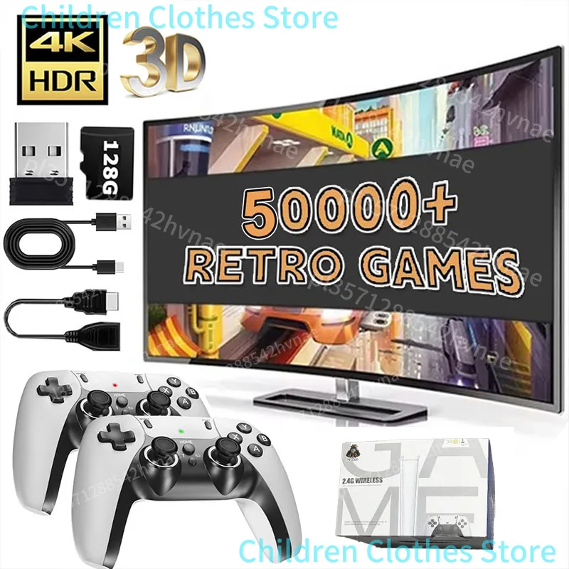 64G Game Stick M15 4K Console de jeu vidéo TV manettes sans fil jeu vidéo 64G 40000 +/50000 + jeux d'arcade classiques HD deux joueurs