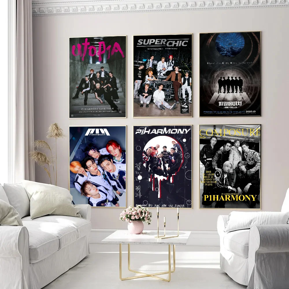 Custom P1Harmony KPOP Classic Vintage Posters Whitepaper Prints Posters Artwork Kawaii Room Decor