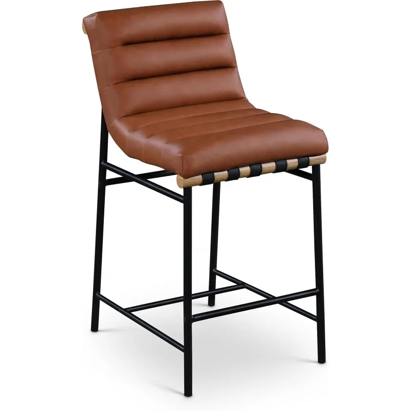 857Cognac-C Burke Collection Modern | Contemporary Vegan Leather Upholstered Counter Stool, Cognac, 18