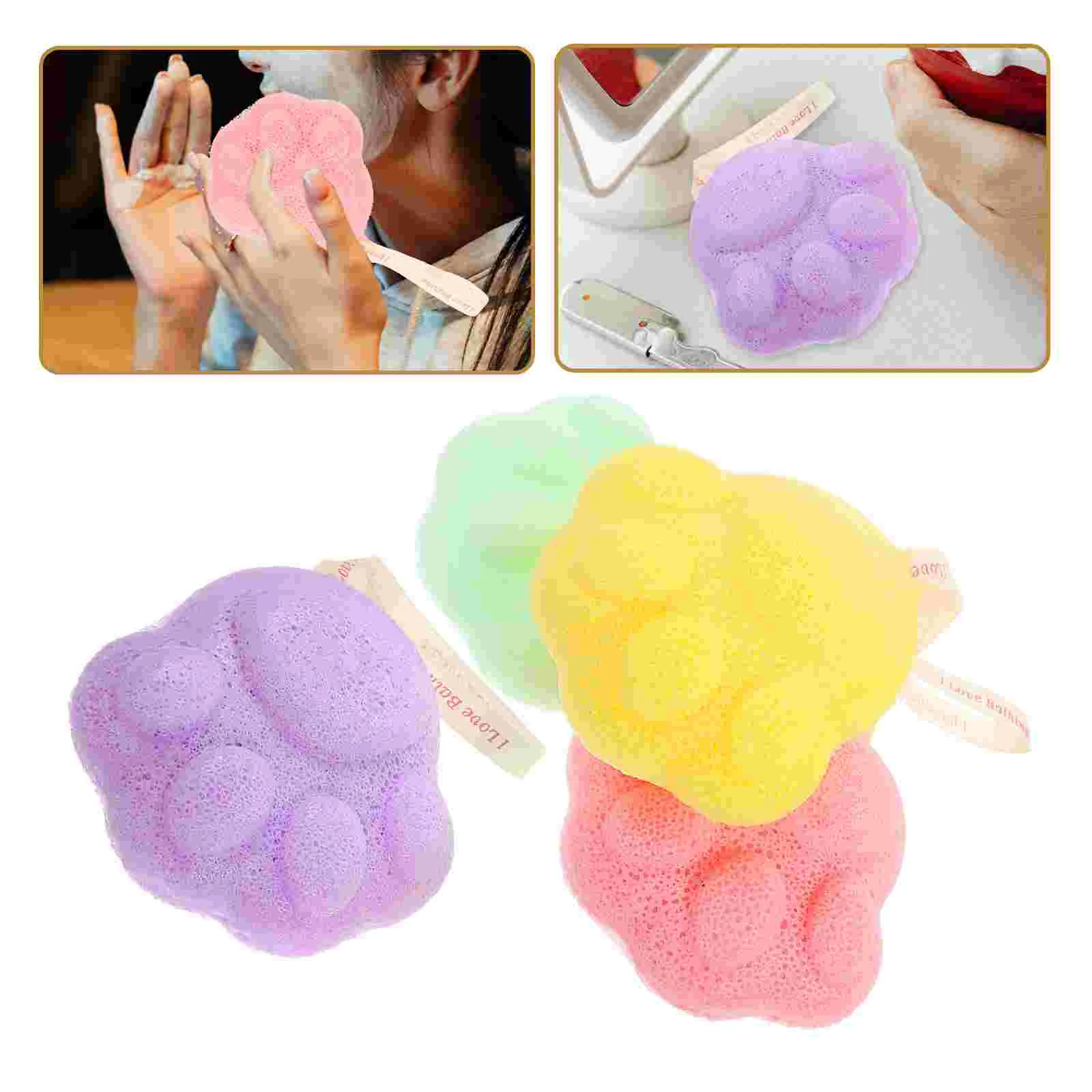 4pcs Facial Sponges Portable Face Cleaning Tools Cute Washing Face Exfoliating Scrubbers konjac sponge face