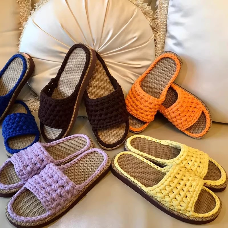 Handwoven Linen Shoe Sole DIY Slip-On Sandal Slippers Breathable Absorbent Wear-Resistant Anti-Slip Shoe Material Base
