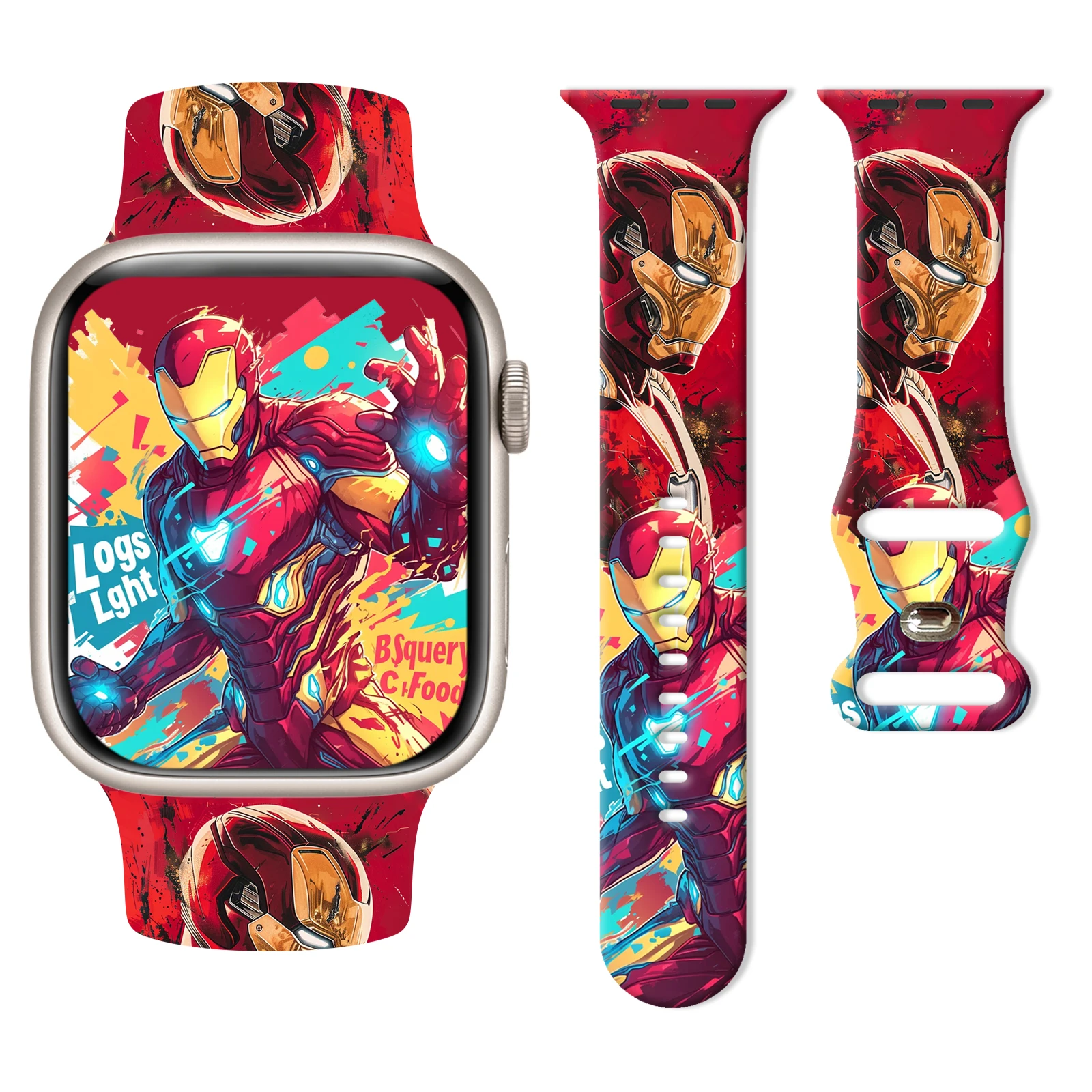 

Disney Iron Man printing Strap for Apple Watch 11 10 9 8 7 Band Replaceable Bracelet for iWatch 46mm 42mm 41mm 40mm Watchband