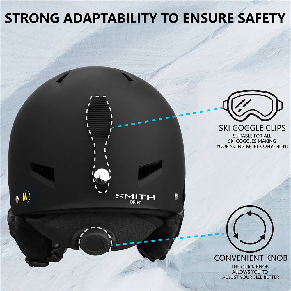 SMITHDRIFT 유니섹스 스키 헬멧 반 덮힌 스키 스노우 보드 겨울 스포츠 헬멧 스노우 스케이트 일체형 헬멧 청소년