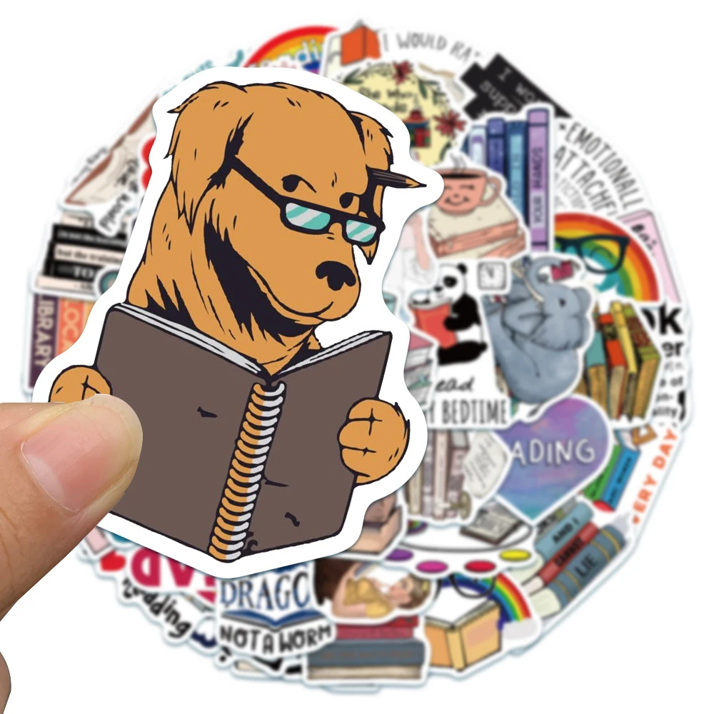 

10/30/50pcs Cartoon I Love Reading Stickers Funny Bookish Graffiti Sticker DIY Stationery Phone Laptop Waterproof Decals Decor