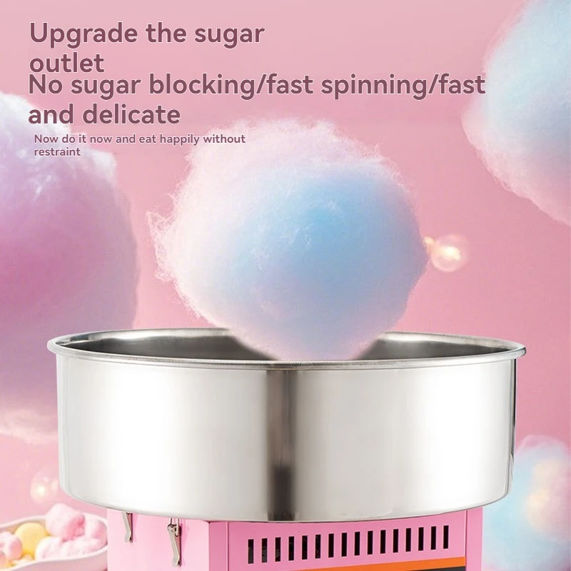 Nuova macchina portatile completamente automatica per zucchero filato rosa per la festa di compleanno dei bambini