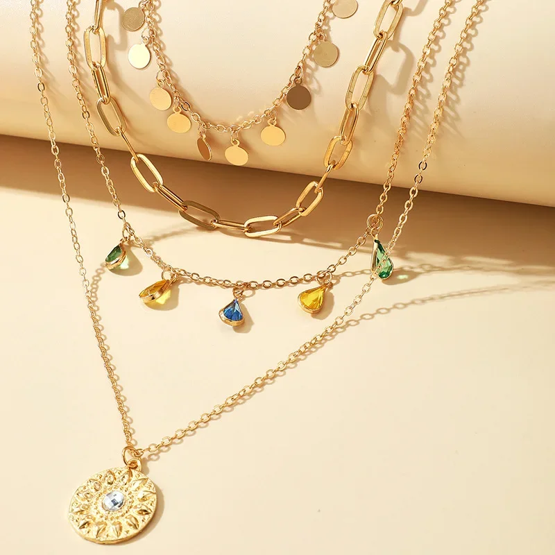 New Bohemian Multilayer Handmade Beads Chain Necklaces Set Fashion Vintage Tassels Crystal Pendant Jewelry For Women Accessories image 4