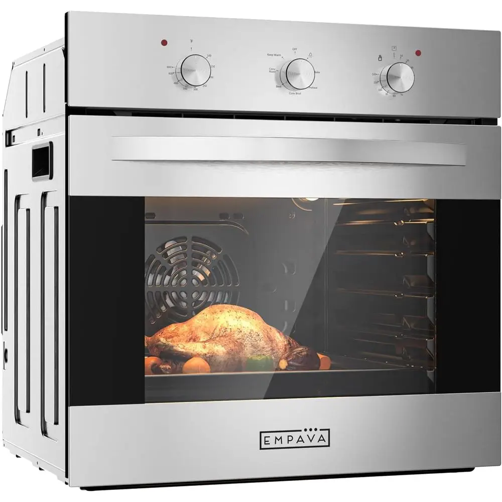 

24 inch Electric Single Wall Oven with 6 Cooking uncitons, Built-in Convection System with Mechanical Knob Control, StainlSteel