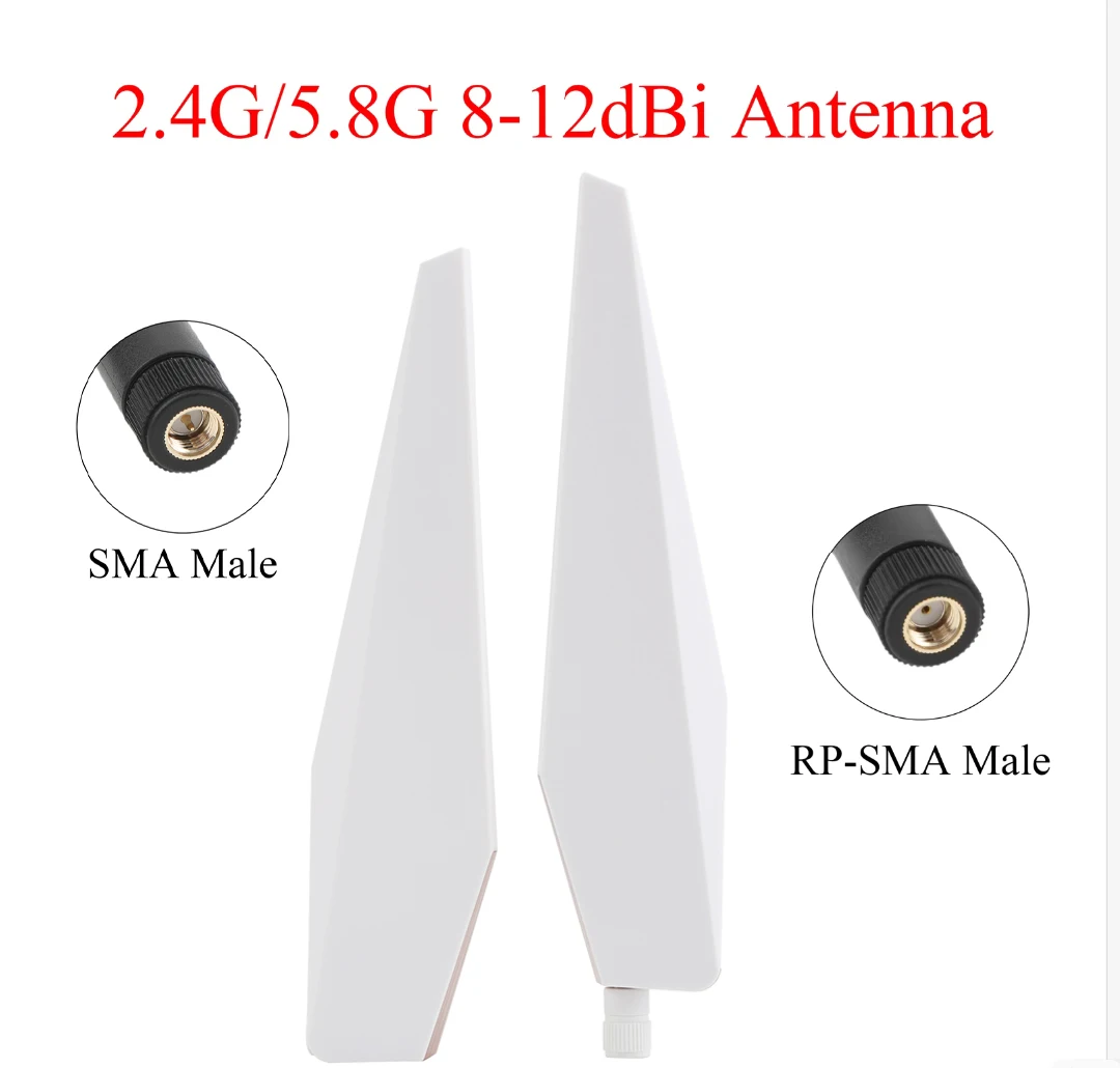 

2/4 шт., белая, 2,4G/5,8G, 8-12 дБи, двухдиапазонная Wi-Fi антенна, штекер 2400-5900 МГц для компьютерной сетевой карты, маршрутизатор WLAN для маршрутизатора ASUS