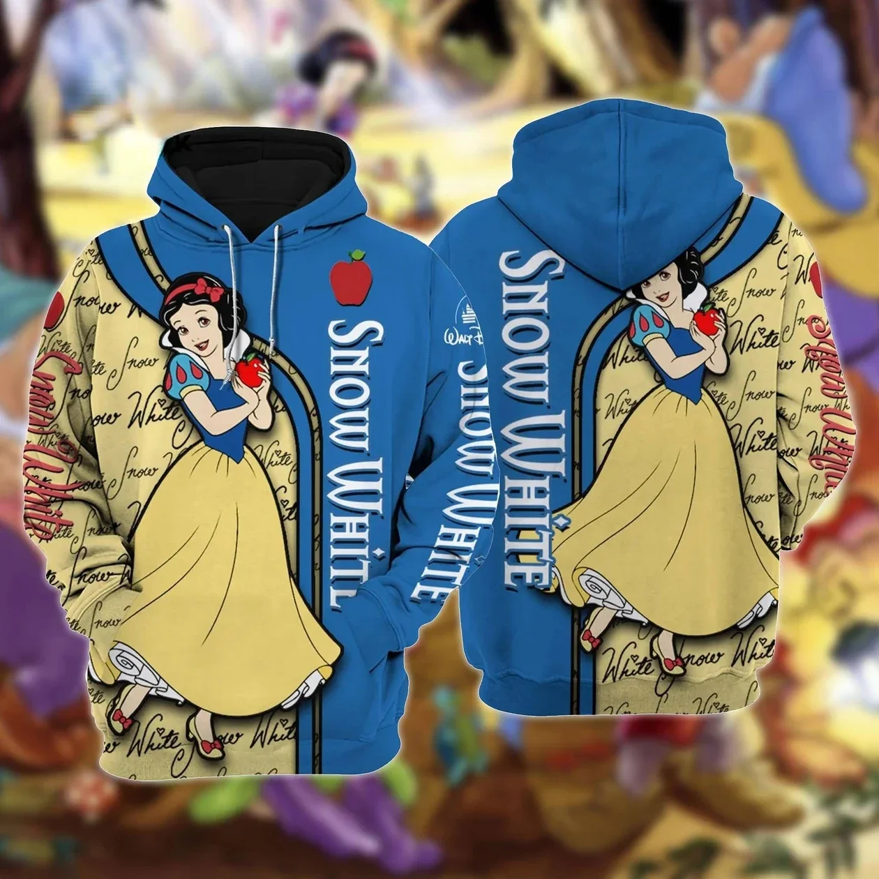 

2024 Disney Snow White Men and Women Hoodie Snow White and The Seven Dwarfs Cartoon Hoodie Disney 3D Hoodie