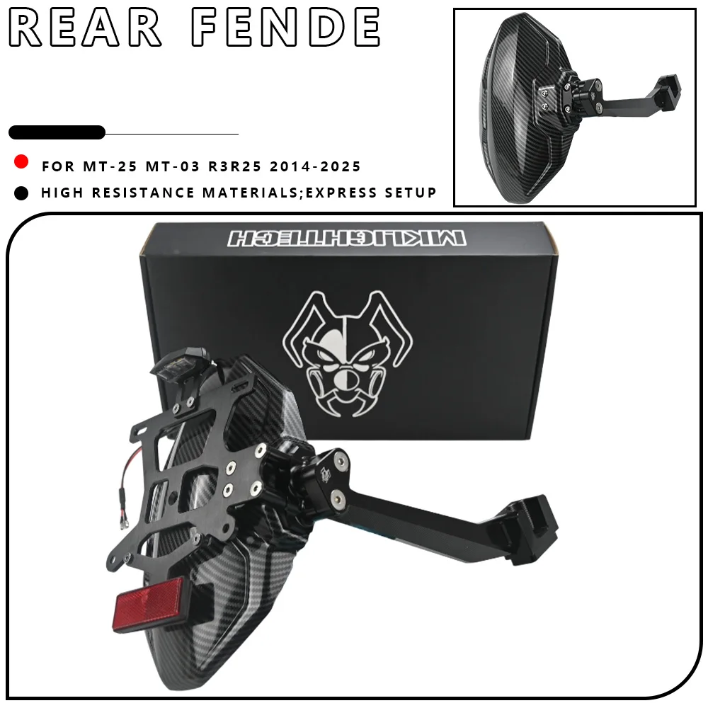 

MTKRACING For YAMAHA MT-25 MT-03 R3 R25 2014-2025 Motorcycle rear mudguard short tail license plate holder