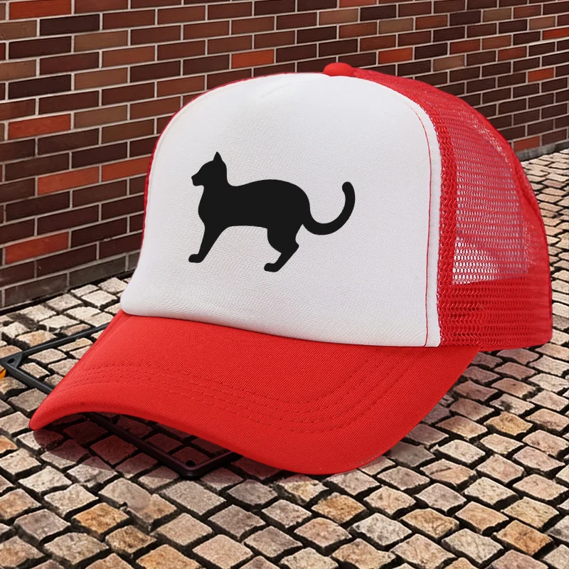 1pc, Adjustable Sponge Patchwork Net Cap with Cat Print, Lightweight Printed Craft Women'S Hat