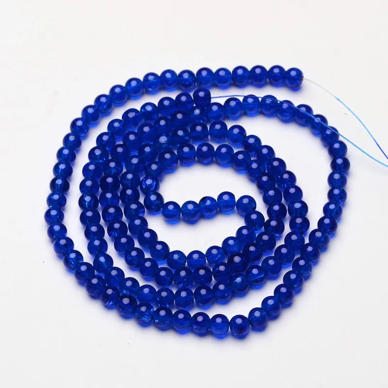 1Strand Crackle Glass Beads Strands Round Blue 6mm Hole: 1.3~1.6mm about 133pcs/strand 31.4 inch