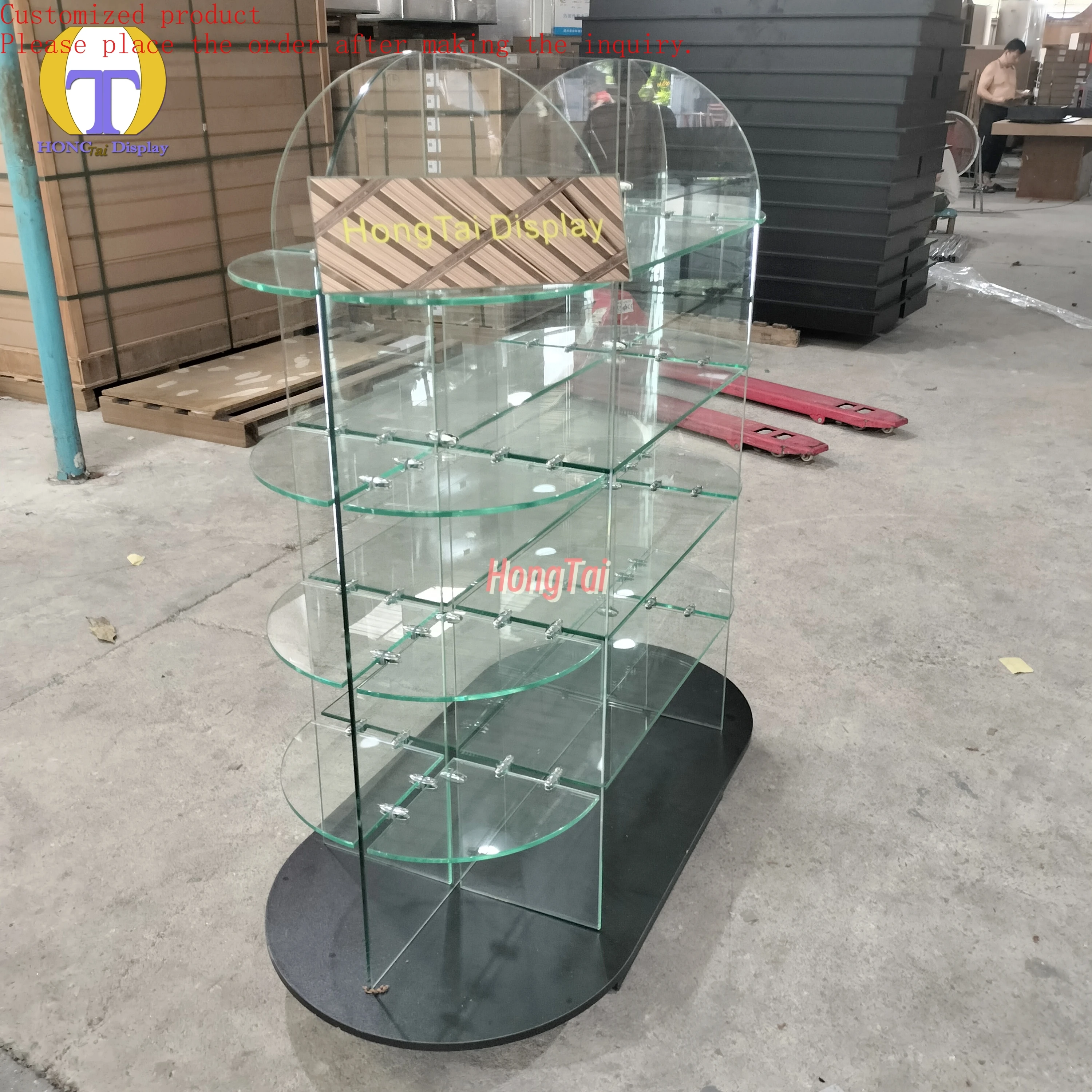 

Custom.Modern Design Customize Size Full-view Display Cabinet Tempered Glass Supermarket Display Showcase